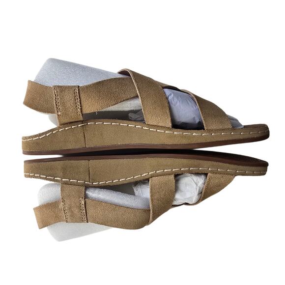 Chaco Women’s Wayfarer Size 7 Tan Suede Leather Sandals Criss Cross Strap Buckle - Picture 10 of 10